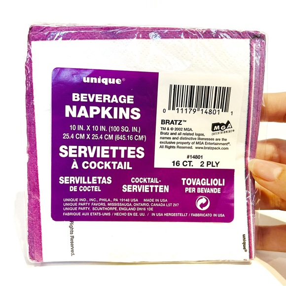 Vintage Y2K Bratz Dolls Paper Beverage Napkins Purple Blue 2000s Birthday Party - Picture 2 of 7